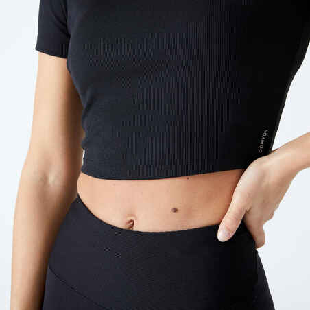 Short-Sleeved Cropped Fitness T-Shirt