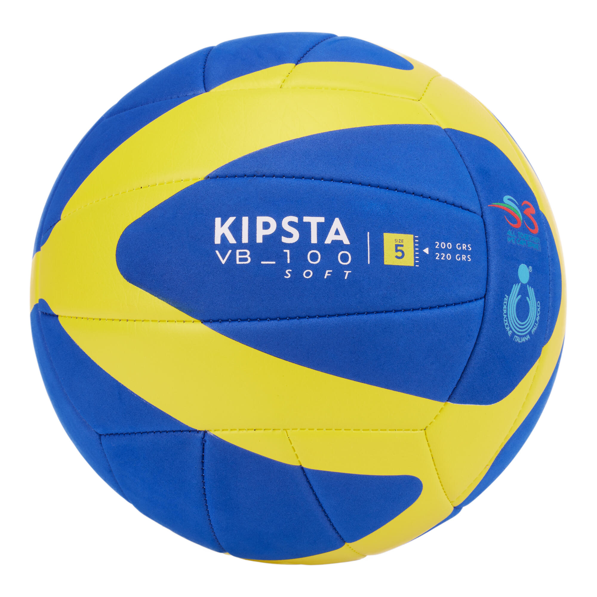 200-220g Volleyball V100 Soft -Blue/Yellow- Italian Volleyball Federation FIPAV 1/3