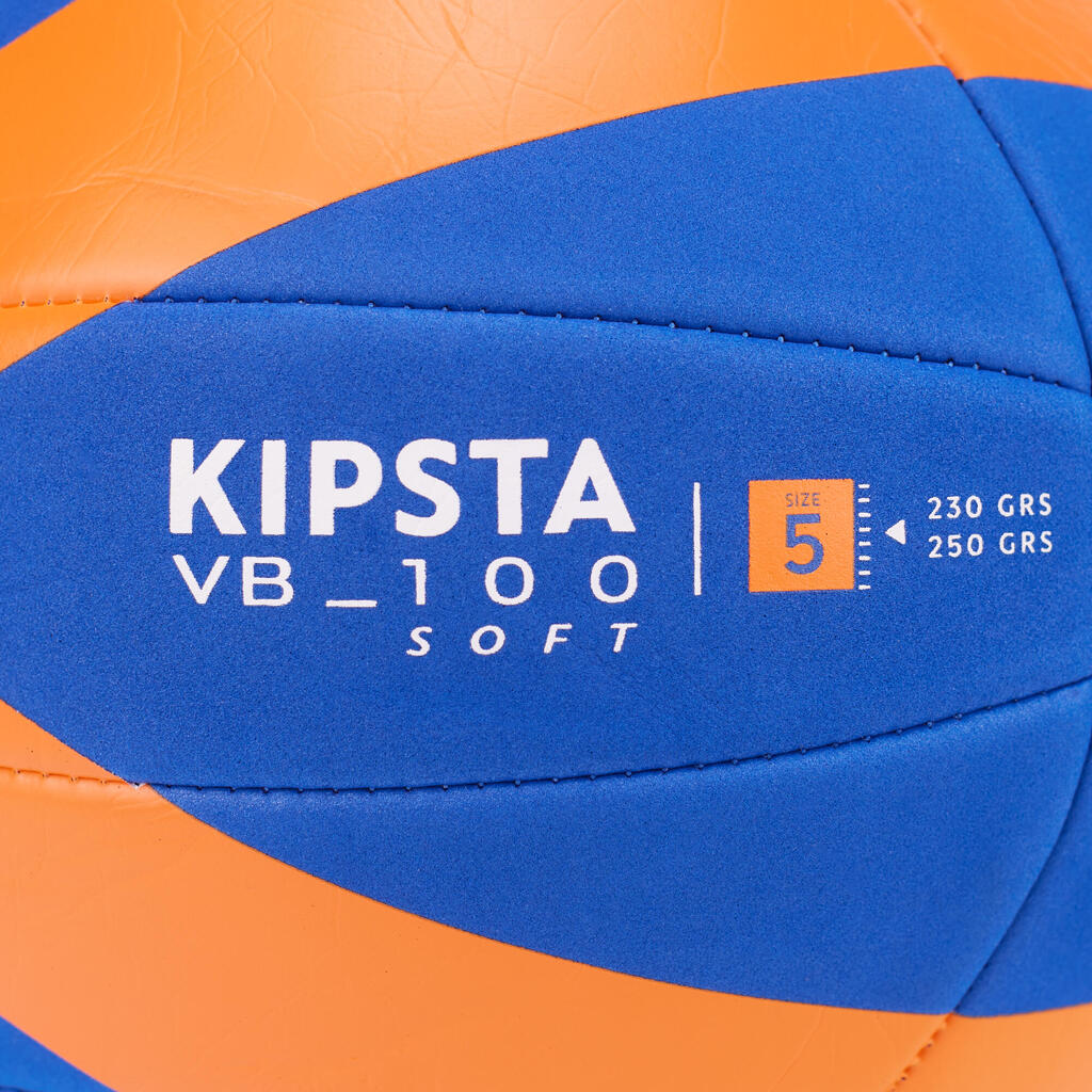Mīksta volejbola bumba “V100”, 230–250 g, Itālijas Volejbola Federācija FIPAV, zila/oranža