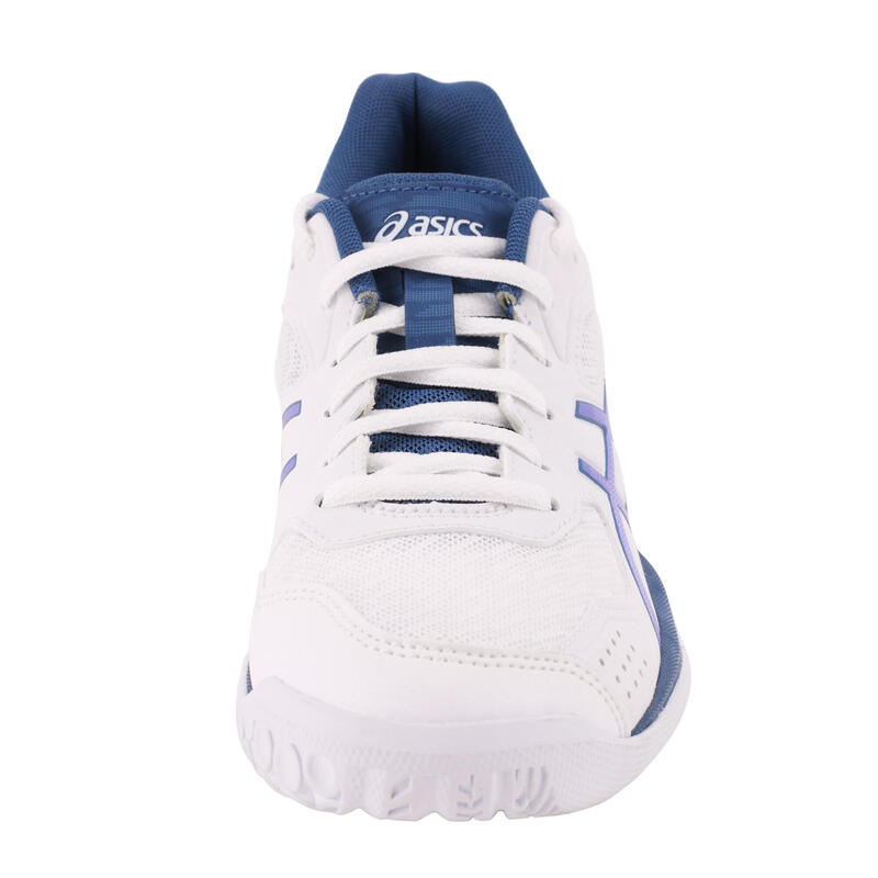 Chaussures de volley-ball Asics femme Gel Spike 4 blanches, bleues et violettes.
