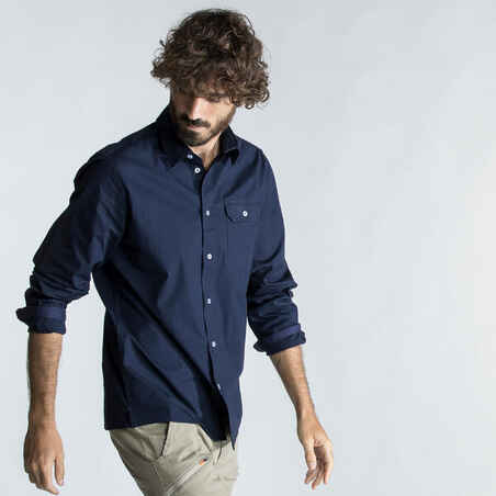 Vyriški ilgarankoviai buriavimo marškinėliai „100“, tamsiai mėlyni