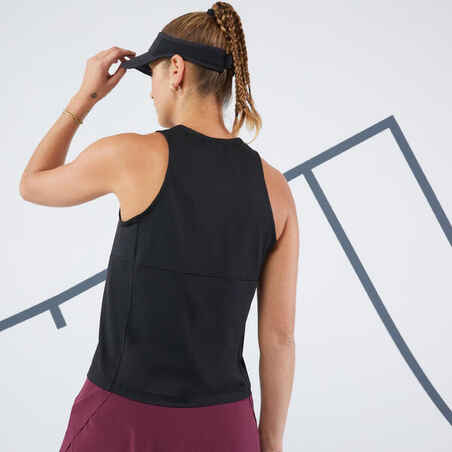 Moteriški švelnūs berankoviai teniso marškinėliai apvalia apykakle „Dry“, juodi