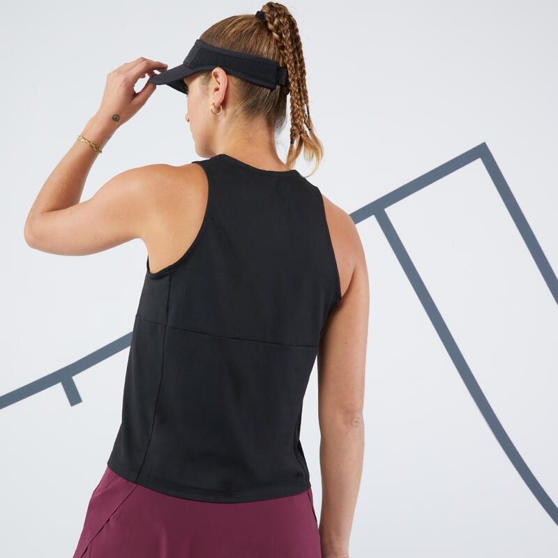 Débardeur tennis col rond dry soft femme - Dry Noir