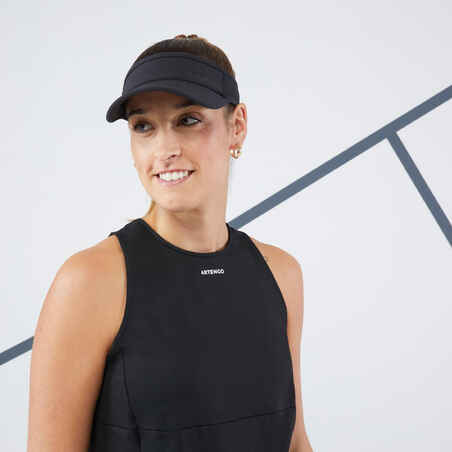 Moteriški švelnūs berankoviai teniso marškinėliai apvalia apykakle „Dry“, juodi