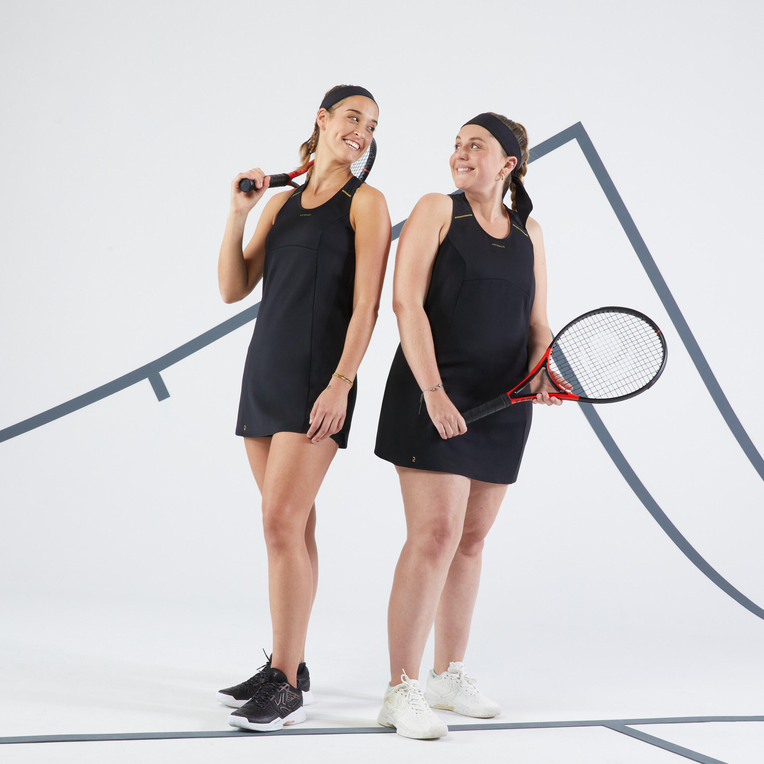 Robe de tennis femme — Dry Soft noir - ARTENGO