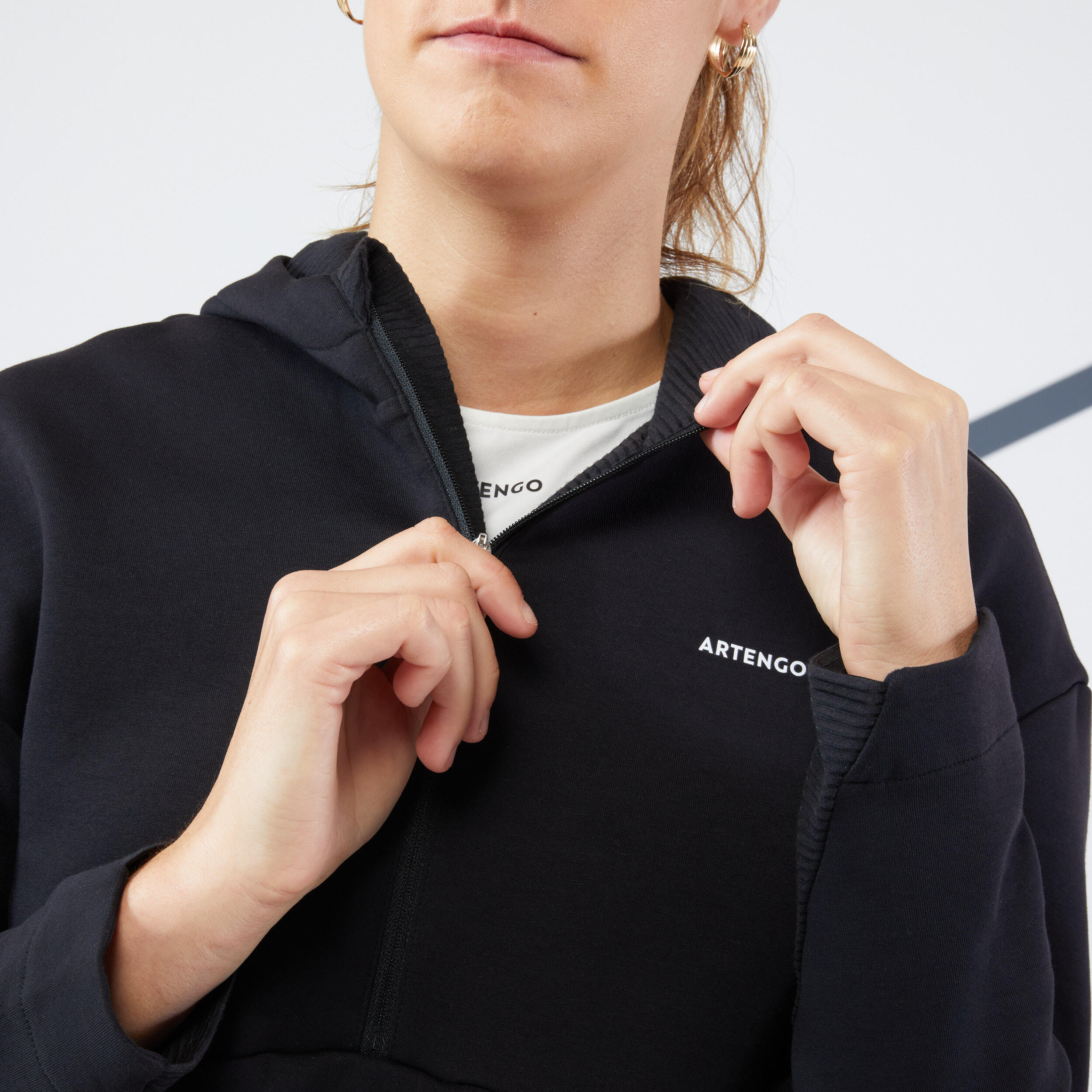 Women's Tennis Half-Zip Quick-Dry Soft Hoodie Dry 900 - Black 3/5