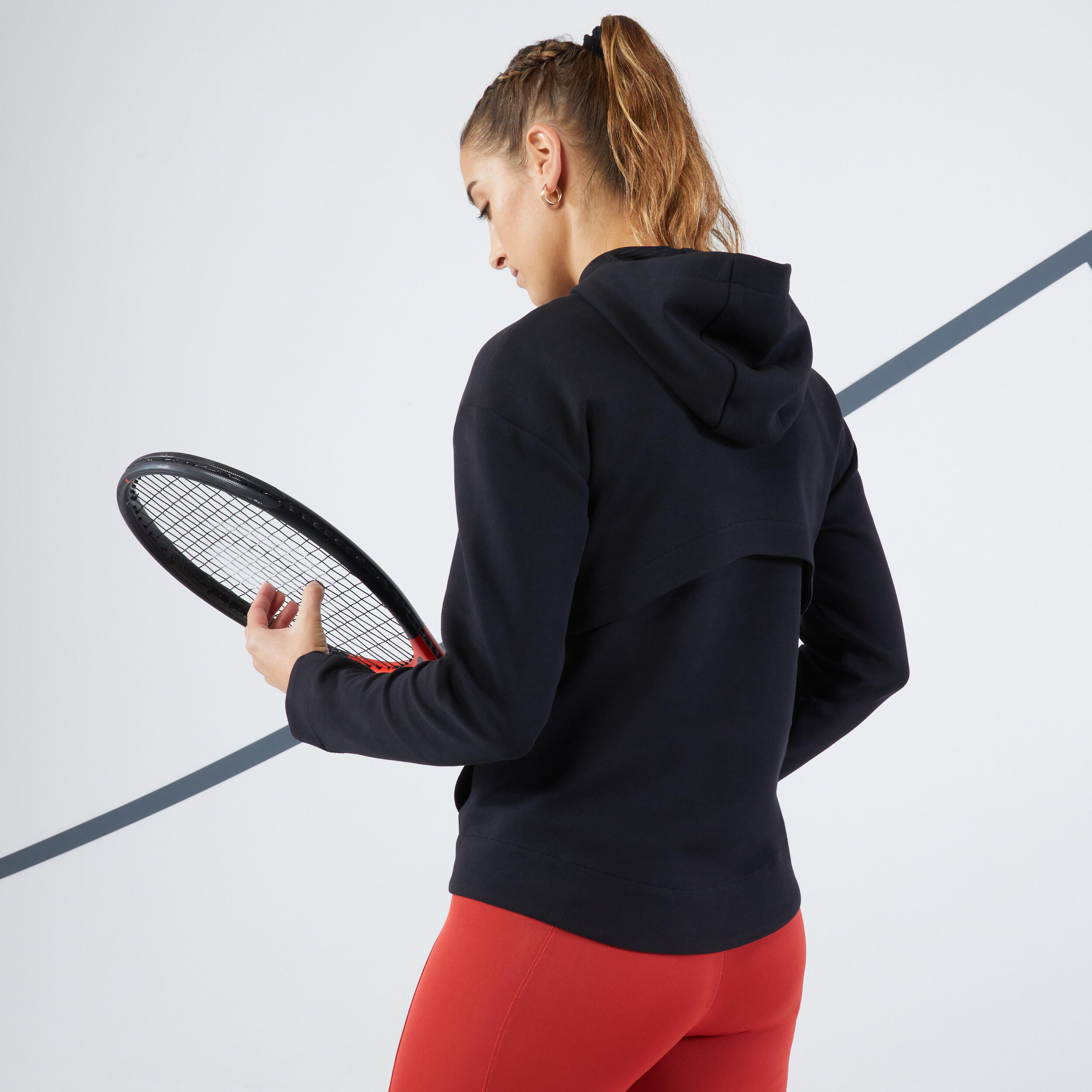 Women's Tennis Half-Zip Quick-Dry Soft Hoodie Dry 900 - Black 5/5