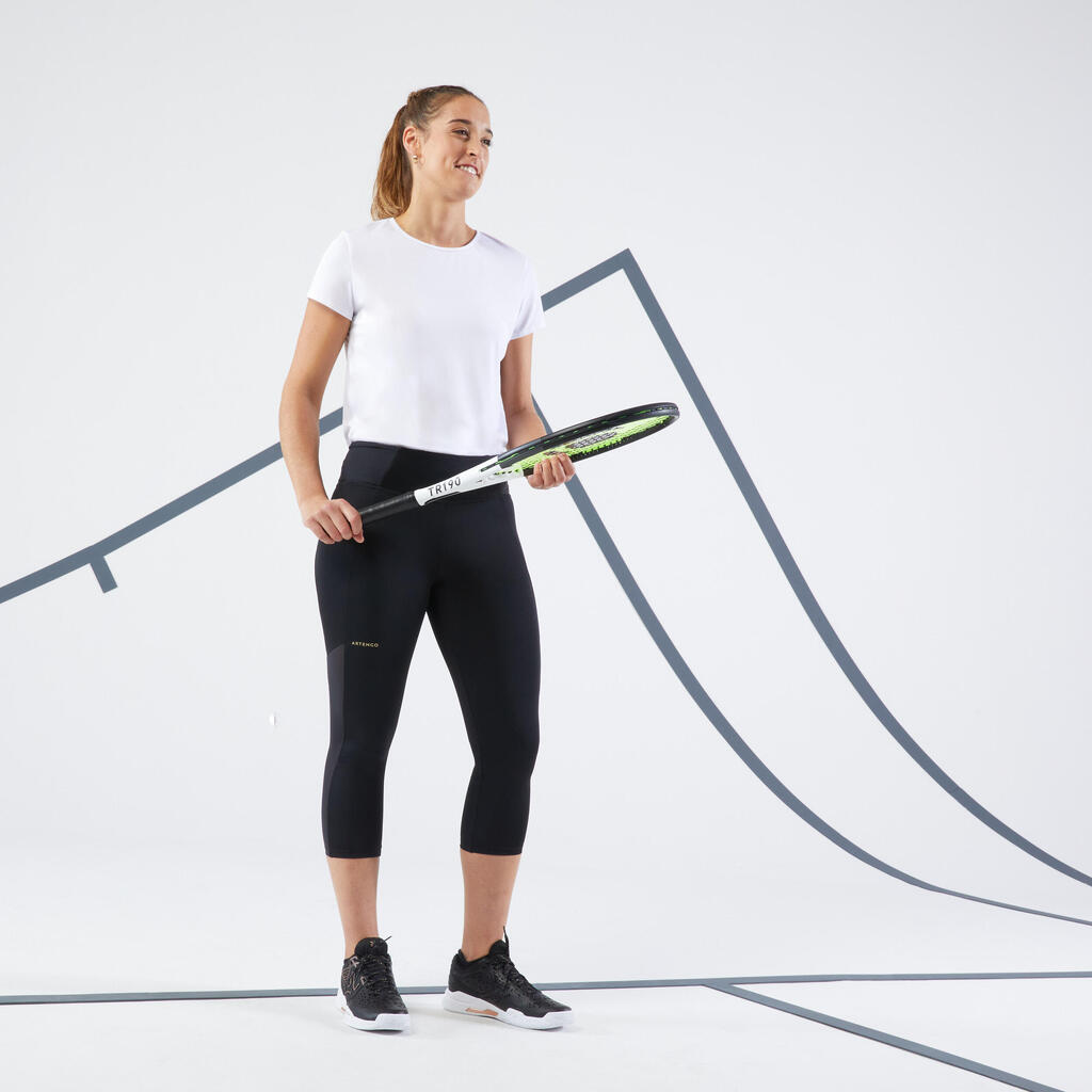 Legging tennis court dry femme - Corsaire dry HIP BALL vert foncé