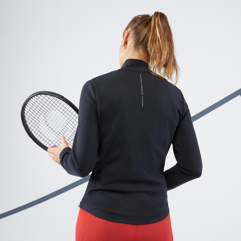 Kadın Tenis Eşofman Üstü - Siyah - Dry 900