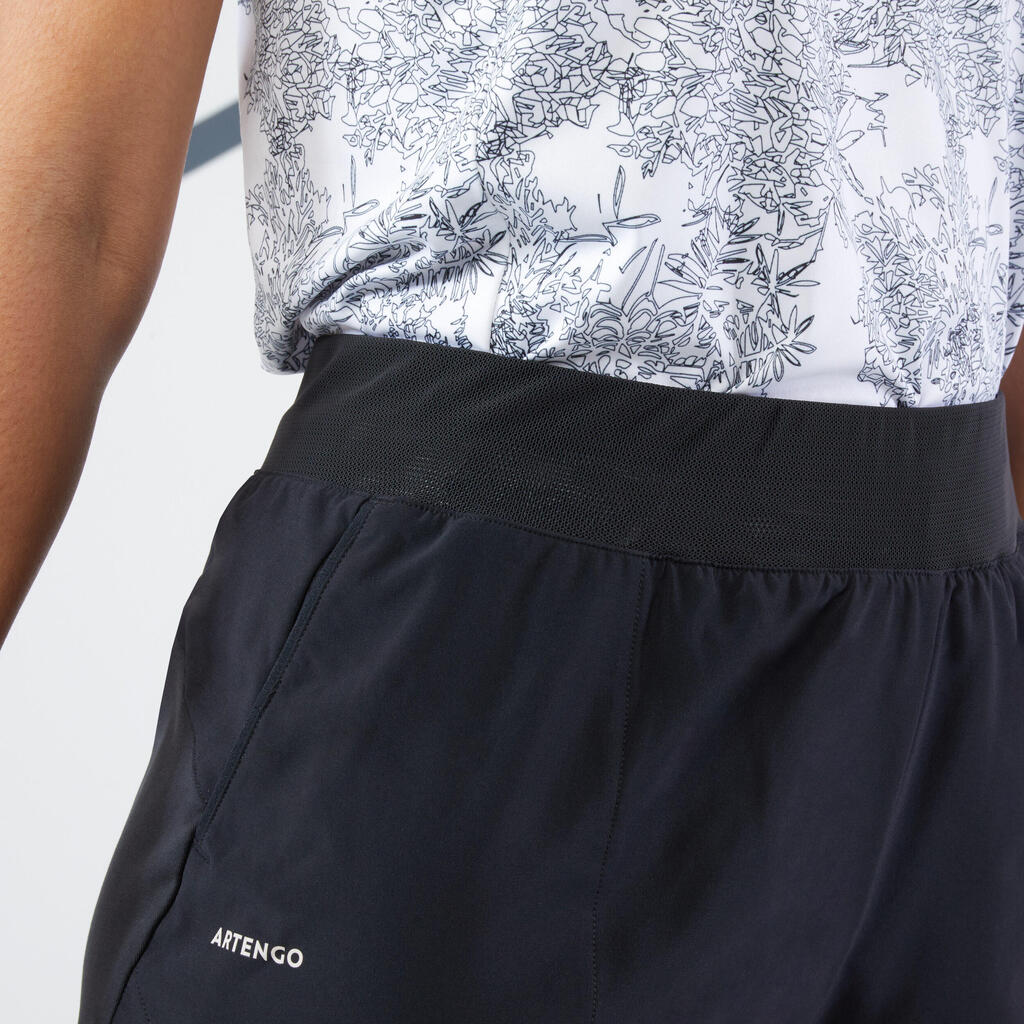Pantaloneta para jugar tenis de Mujer dry soft -Artengo Dry500 negro