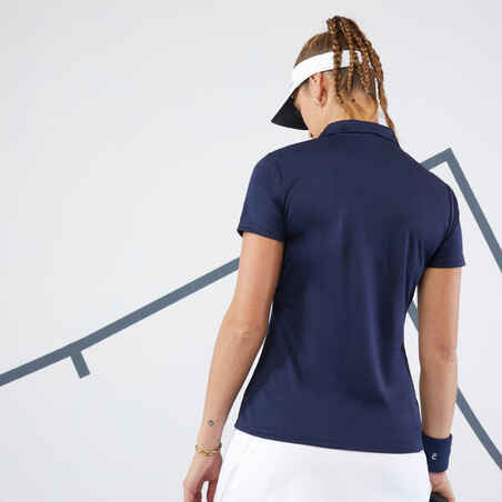 Women's Tennis Quick-Dry Polo Shirt Essential 100 - Navy