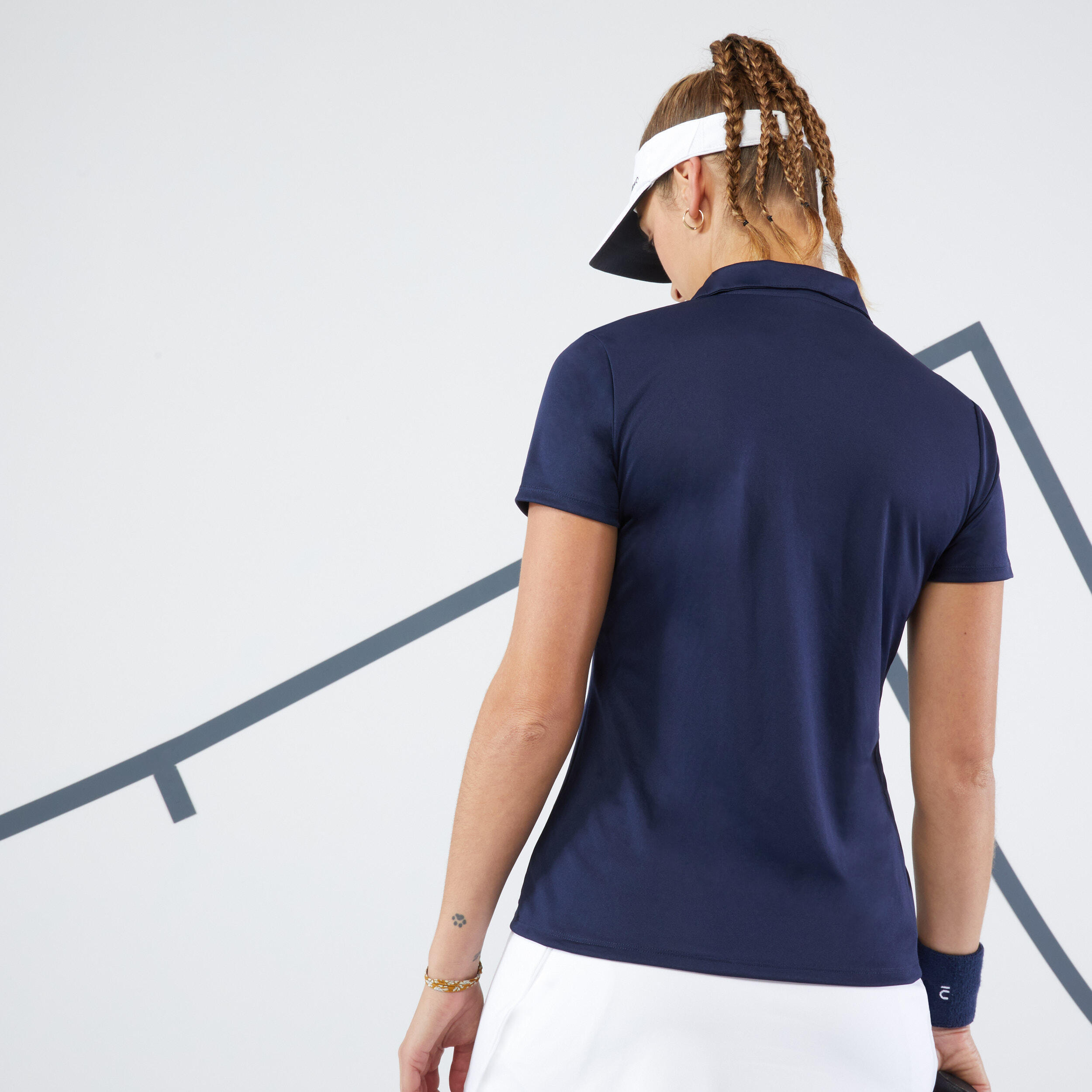 Women's Tennis Quick-Dry Polo Shirt Essential 100 - Navy 4/4