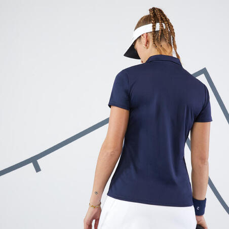 Teget ženska polo majica za tenis ESSENTIAL 100