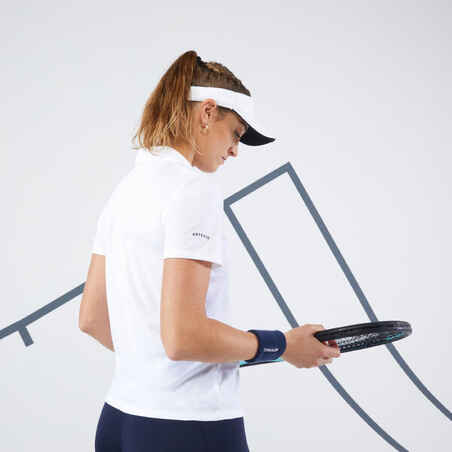 Women's Tennis Quick-Dry Polo Shirt Essential 100 - White