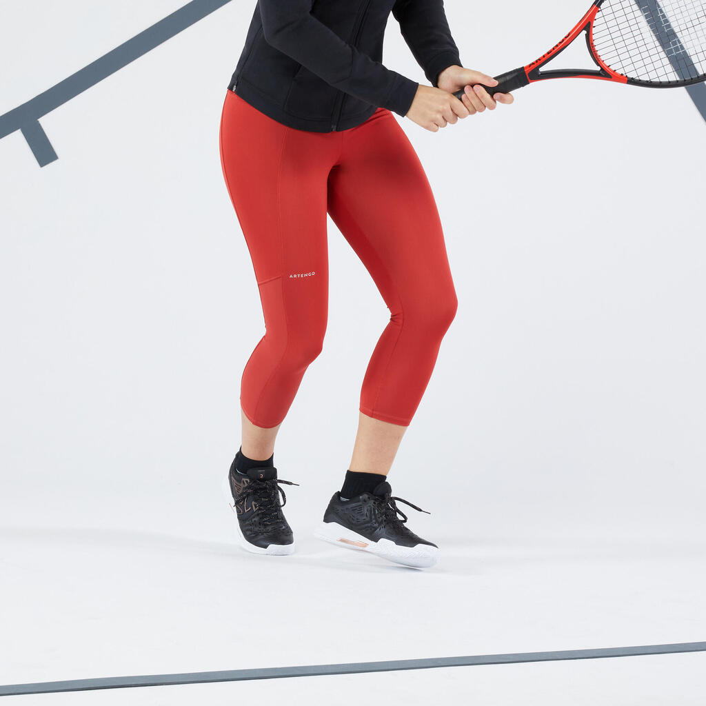 Women's Tennis Quick-Dry Cropped Leggings Hip Ball - Brick Red