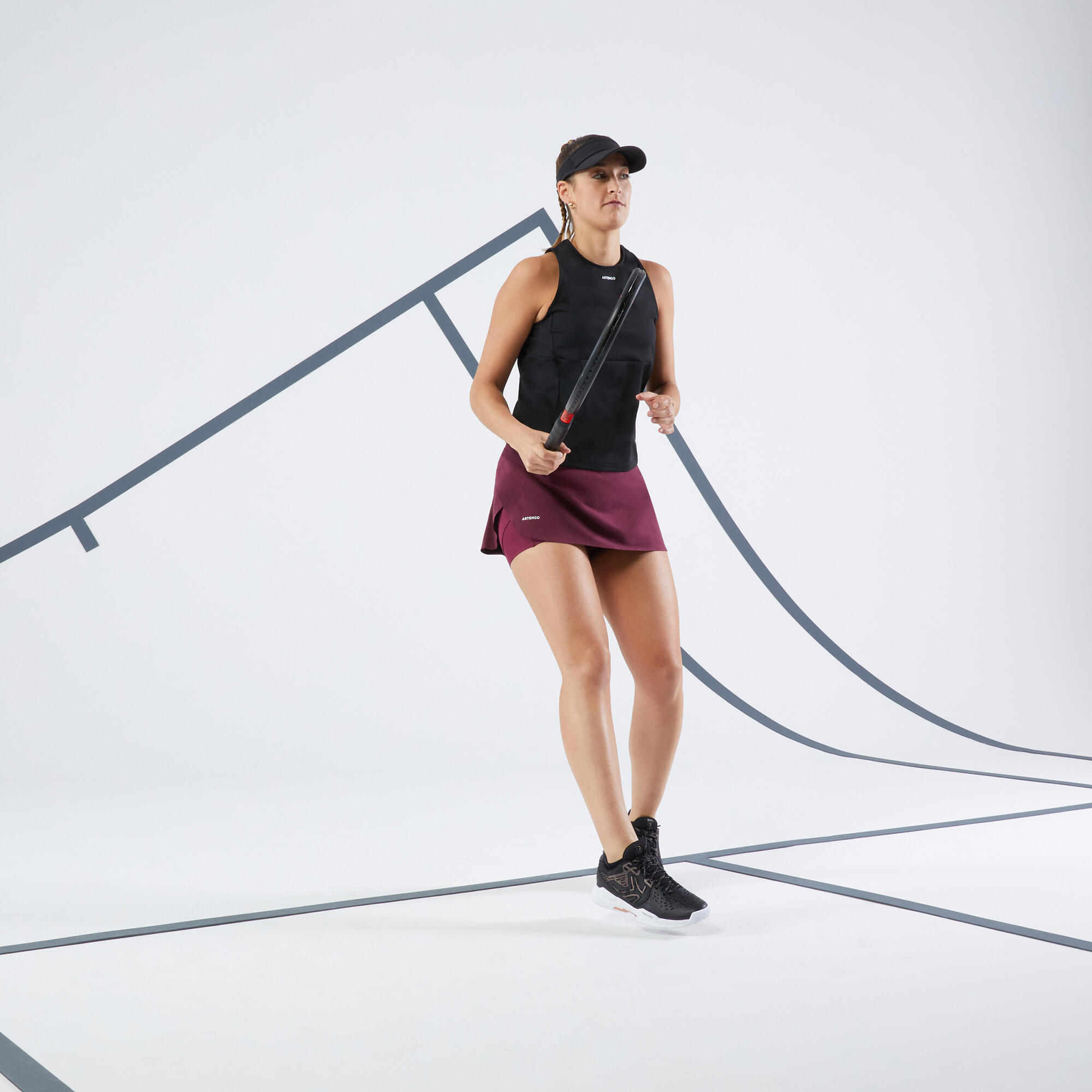 Débardeur tennis col rond dry soft femme - Dry Noir 4/8