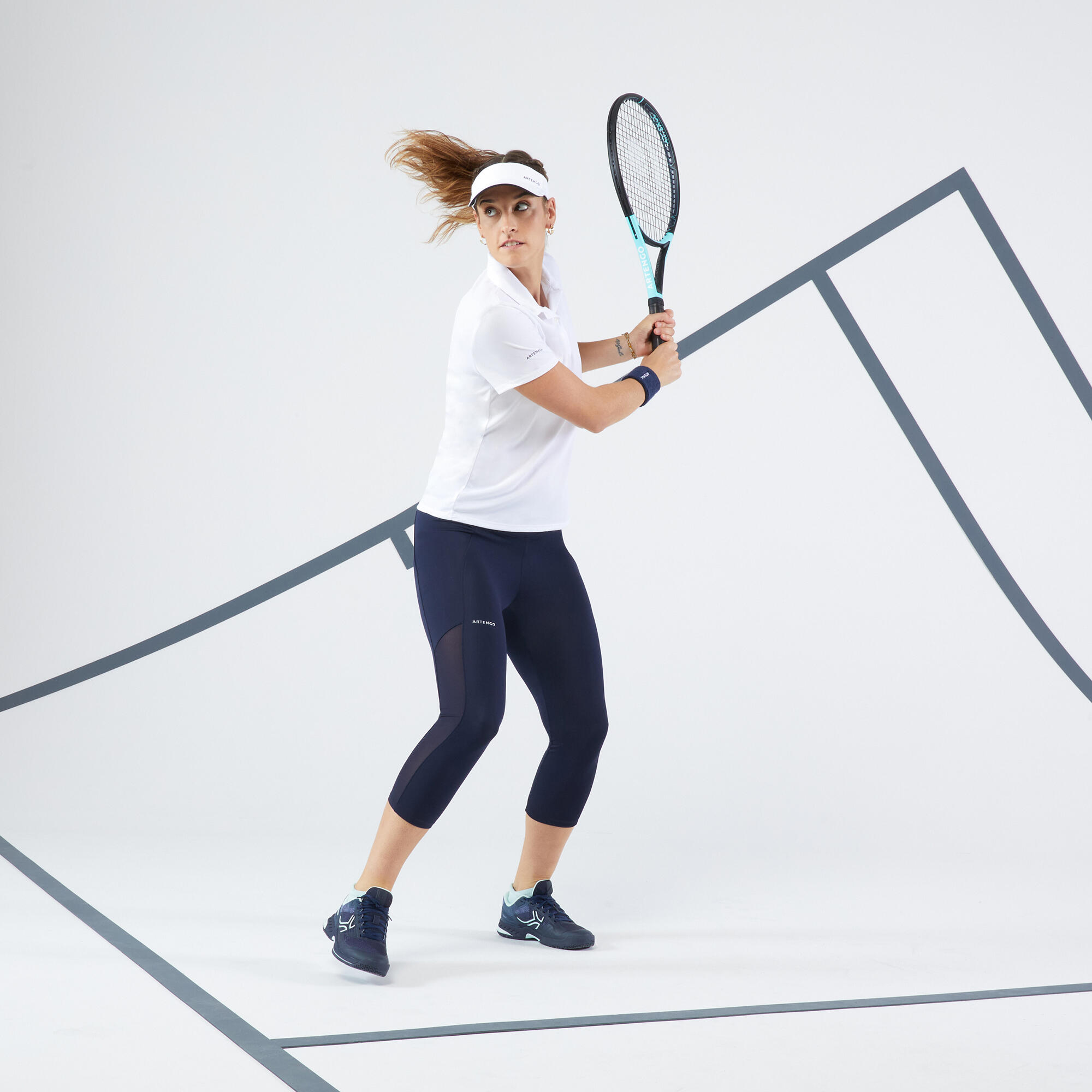 Polo tennis dry femme Essentiel 100 blanc Decathlon Cote d Ivoire