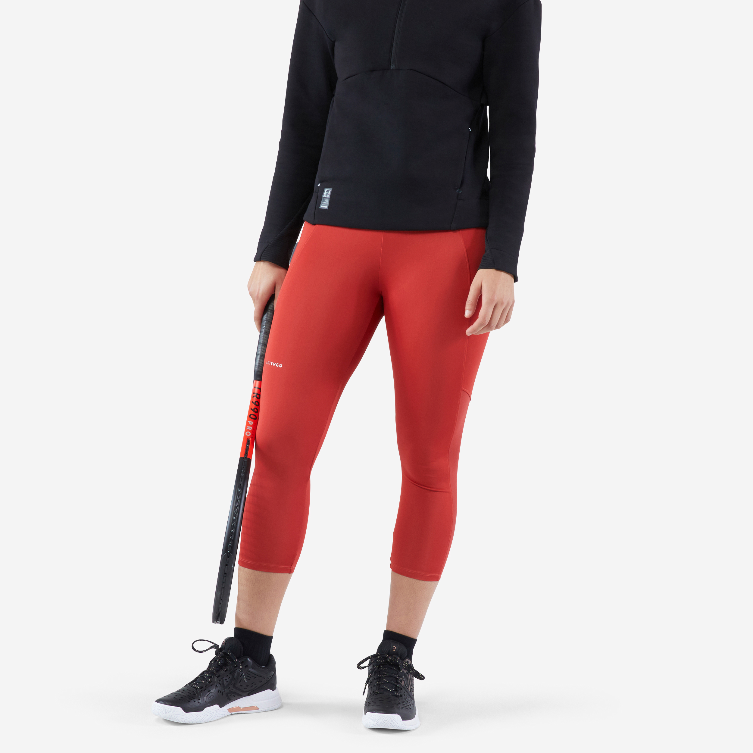 Women Tennis Cropped Leggings - Hip Ball Black - Black - Artengo