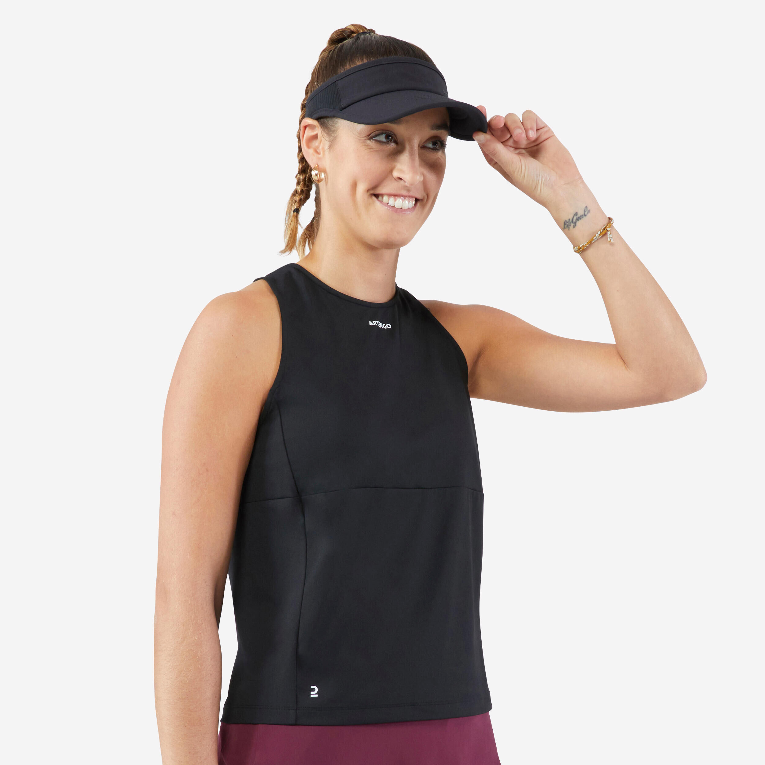 ARTENGO Women's Soft Crew-Neck Tennis Tank Top Dry - Black