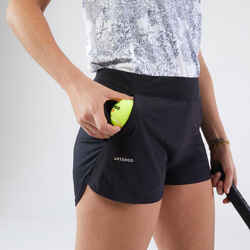 Γυναικείο σορτς τένις με μαλακές τσέπες που στεγνώνει γρήγορα Dry 500 - Μαύρο