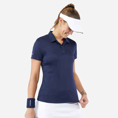 Women's Tennis Quick-Dry Polo Shirt Essential 100 - Navy