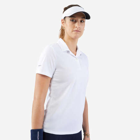 Polo tennis dry femme - Essentiel 100 blanc