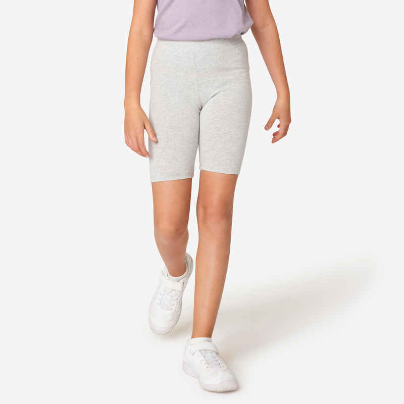Girls' Multisport Cotton Cycling Shorts - Grey