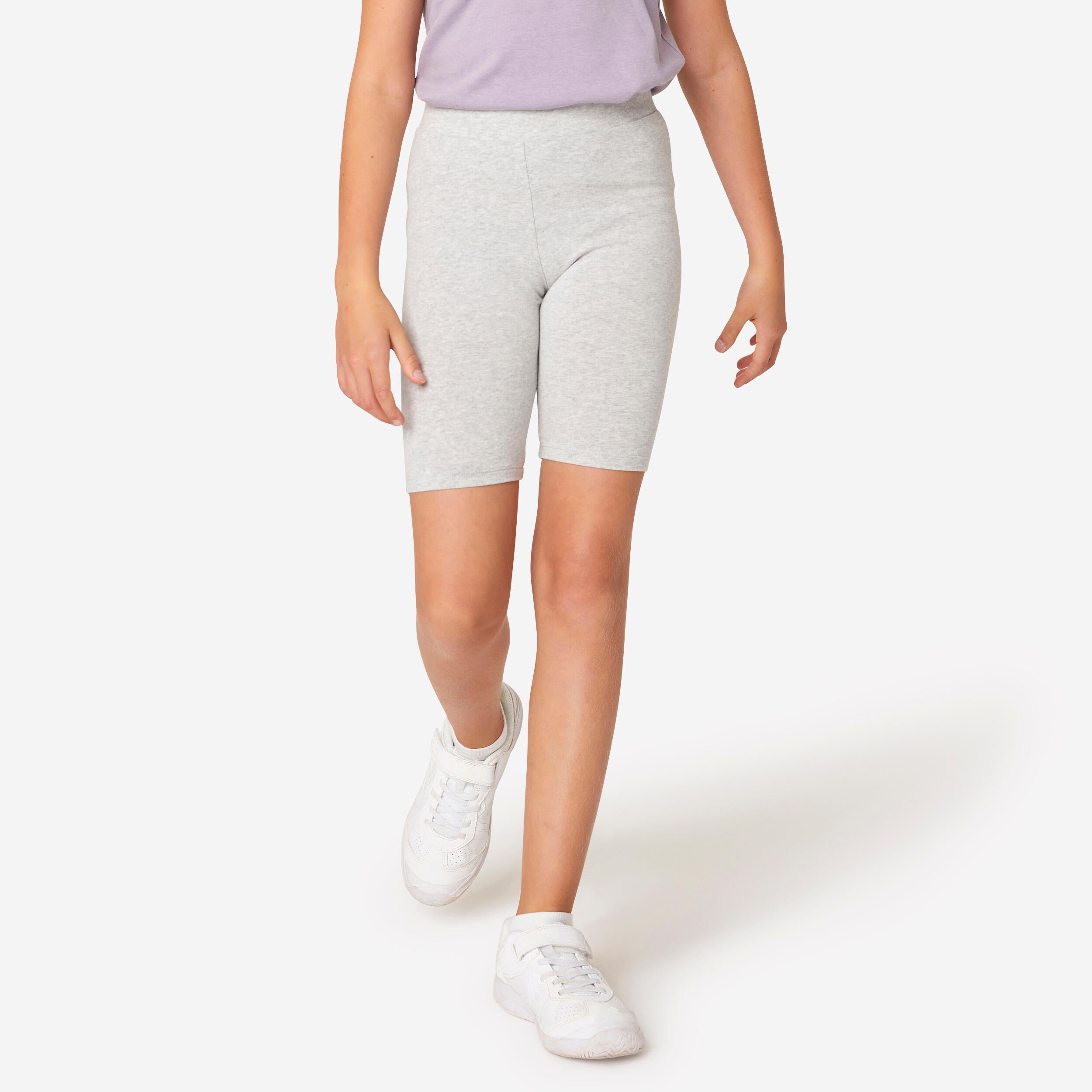 Girls' Cotton Cycling Shorts - Grey 1/4