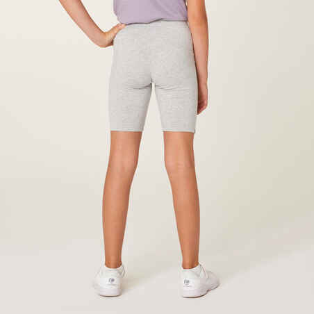 Girls' Multisport Cotton Cycling Shorts - Grey