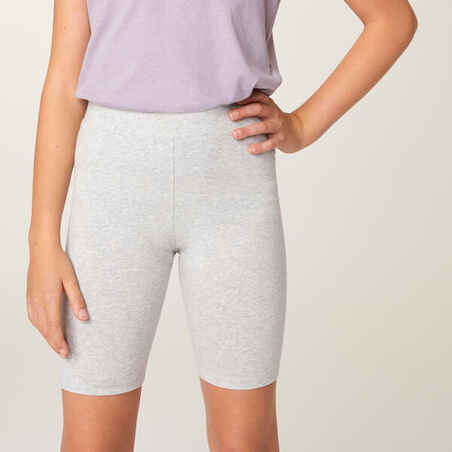 Girls' Cotton Cycling Shorts - Grey