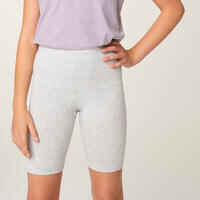 Girls' Multisport Cotton Cycling Shorts - Grey