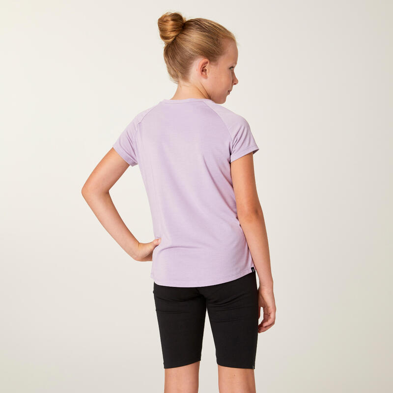 T-shirt bambina ginnastica S 500 regular fit traspirante lilla