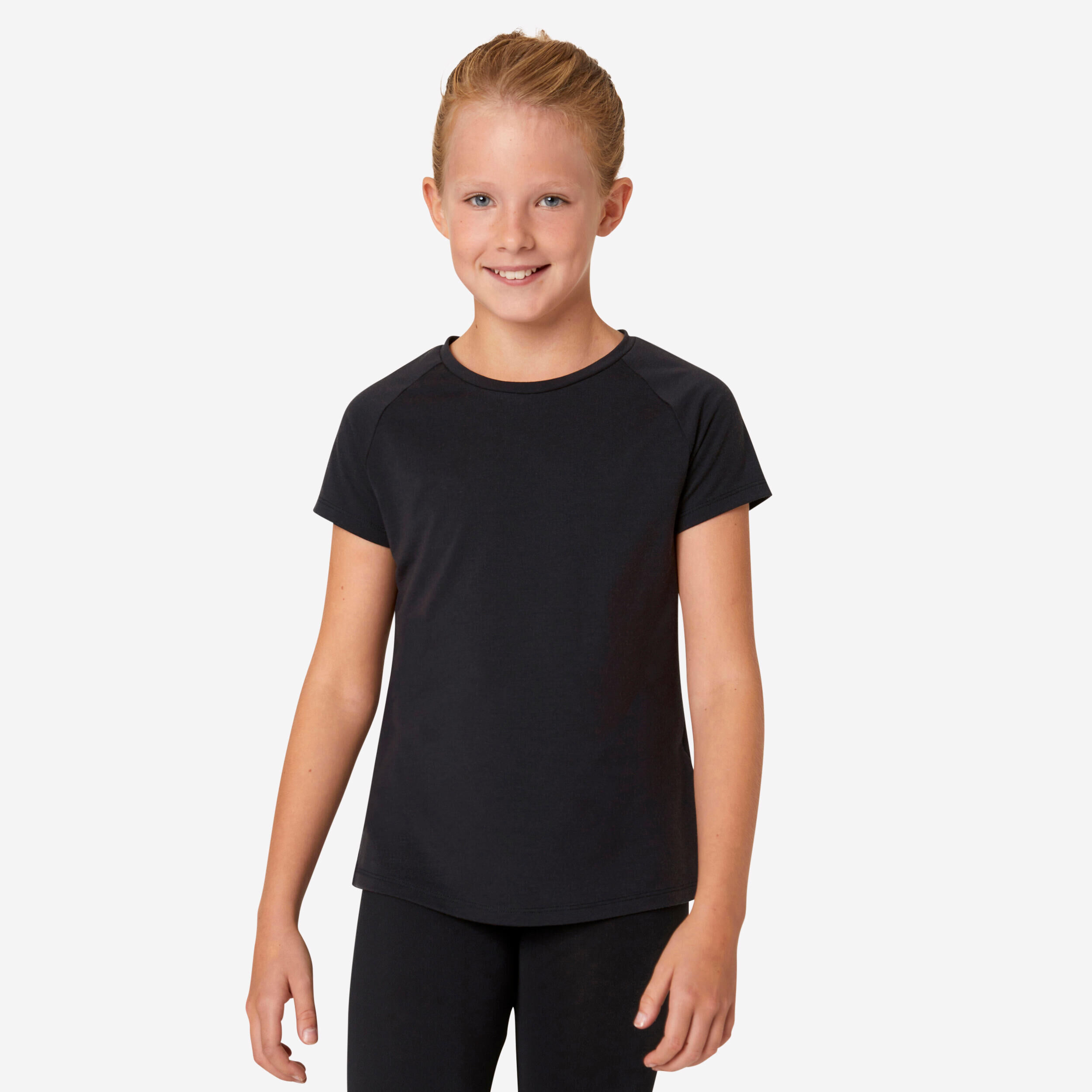 DECATHLON Girls' Breathable T-Shirt S500 - Black