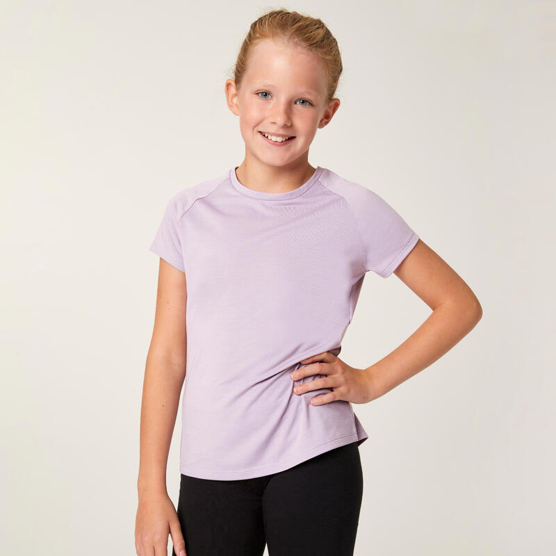 T-Shirt Respirável de Educação Física Menina S500 Roxo