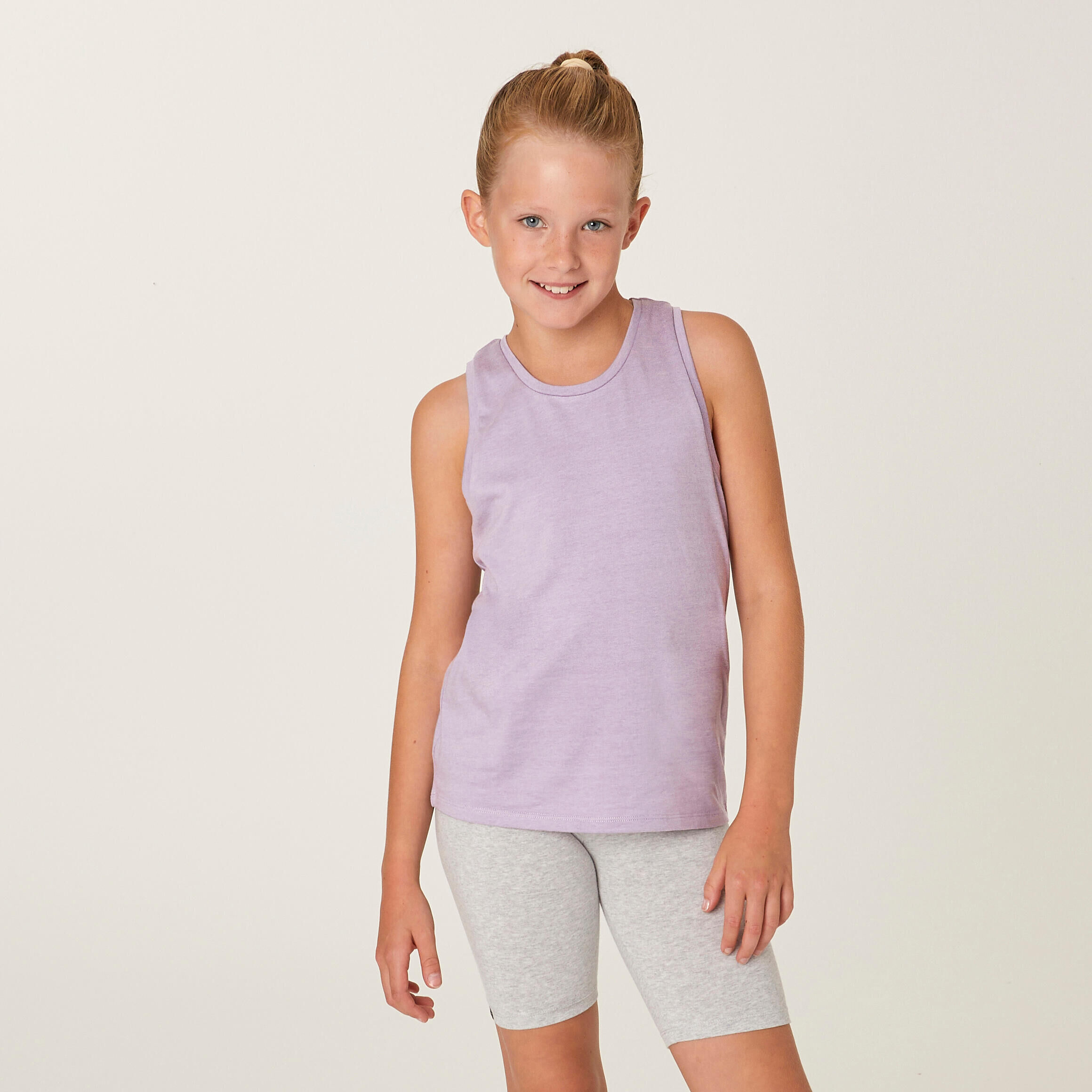 DECATHLON Girls' Cotton Tank Top 500 - Purple