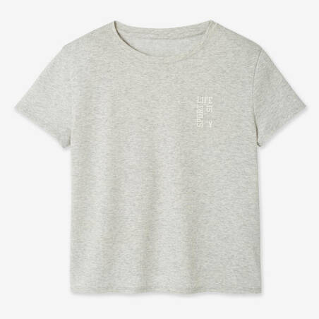 Girls' Cotton T-Shirt 500 - Grey