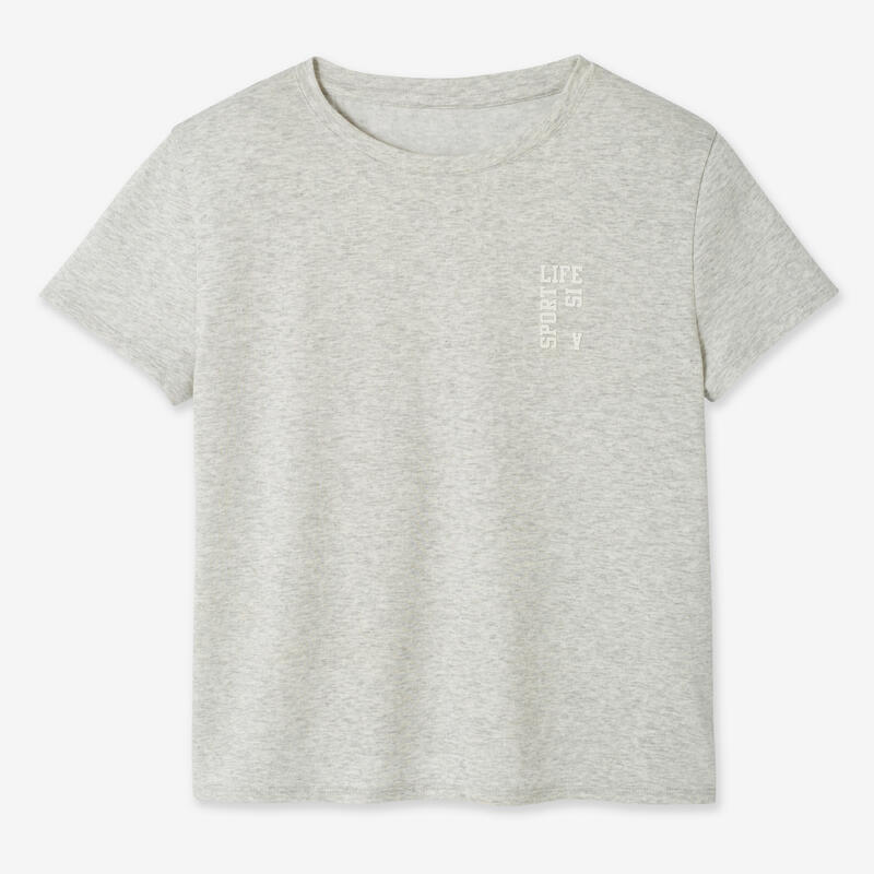 T-shirt coton fille - 500 gris
