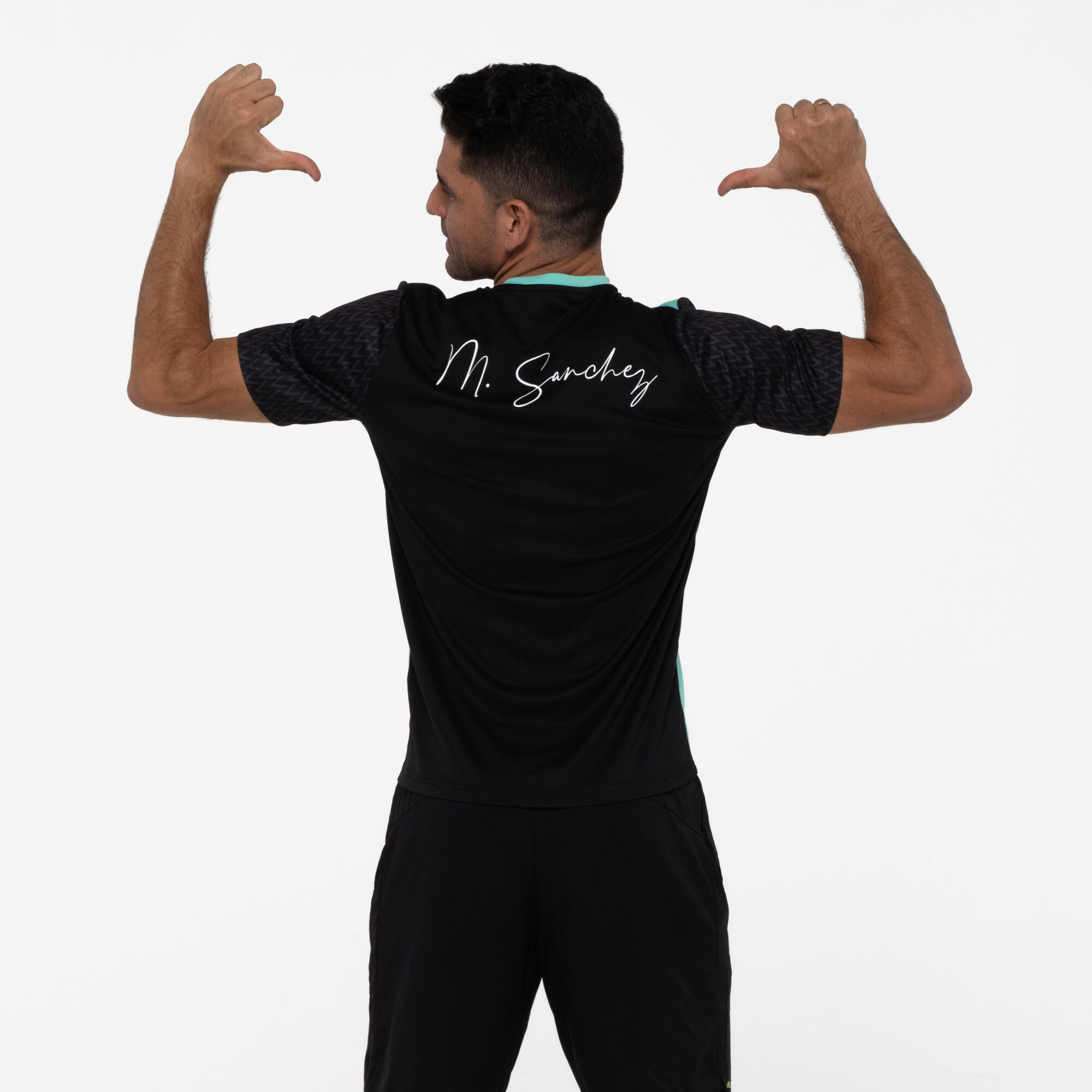 Men's Breathable Short-Sleeved Padel T-Shirt 500 Maxi Sánchez - Green/Black 4/9