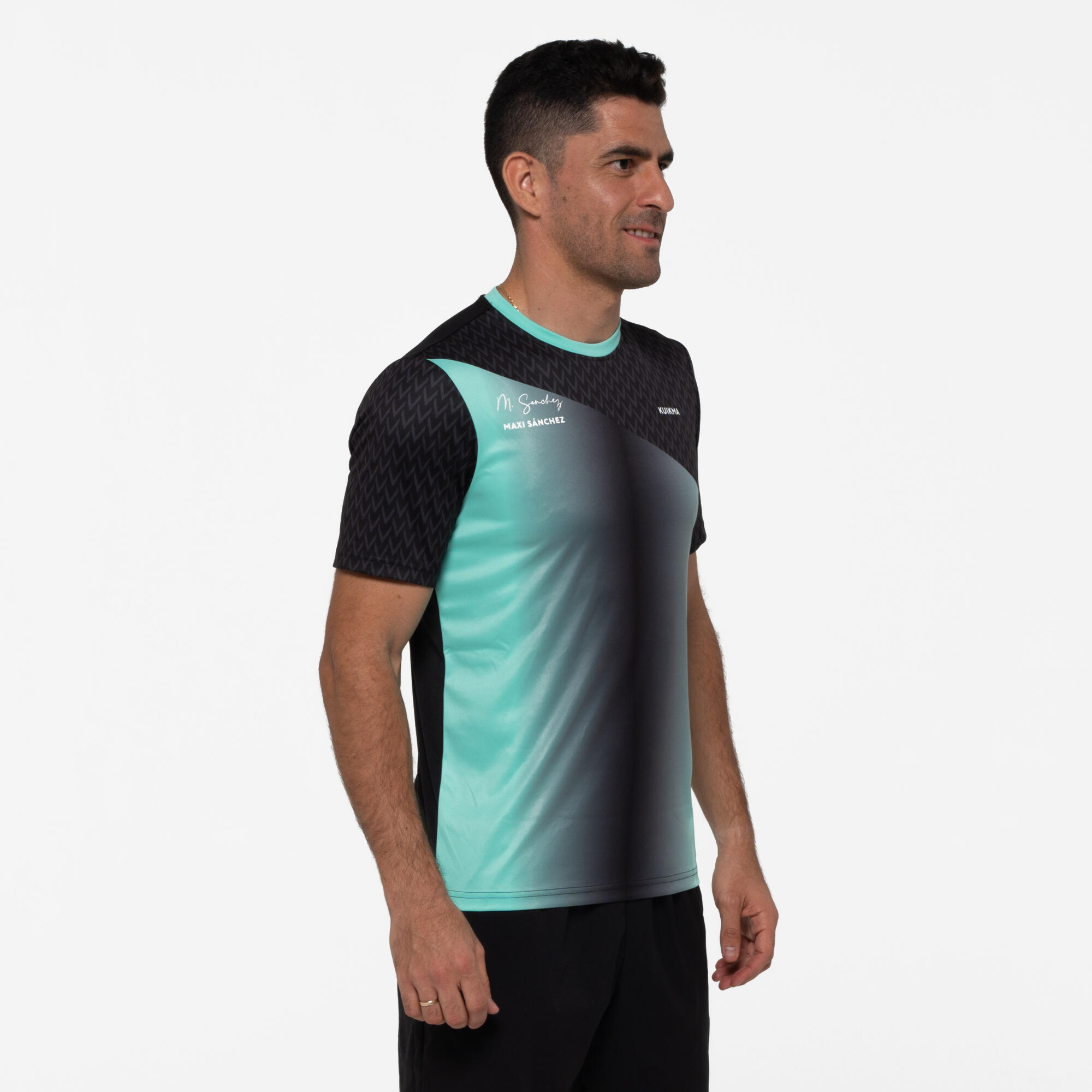 Men's Breathable Short-Sleeved Padel T-Shirt 500 Maxi Sánchez - Green/Black 3/9
