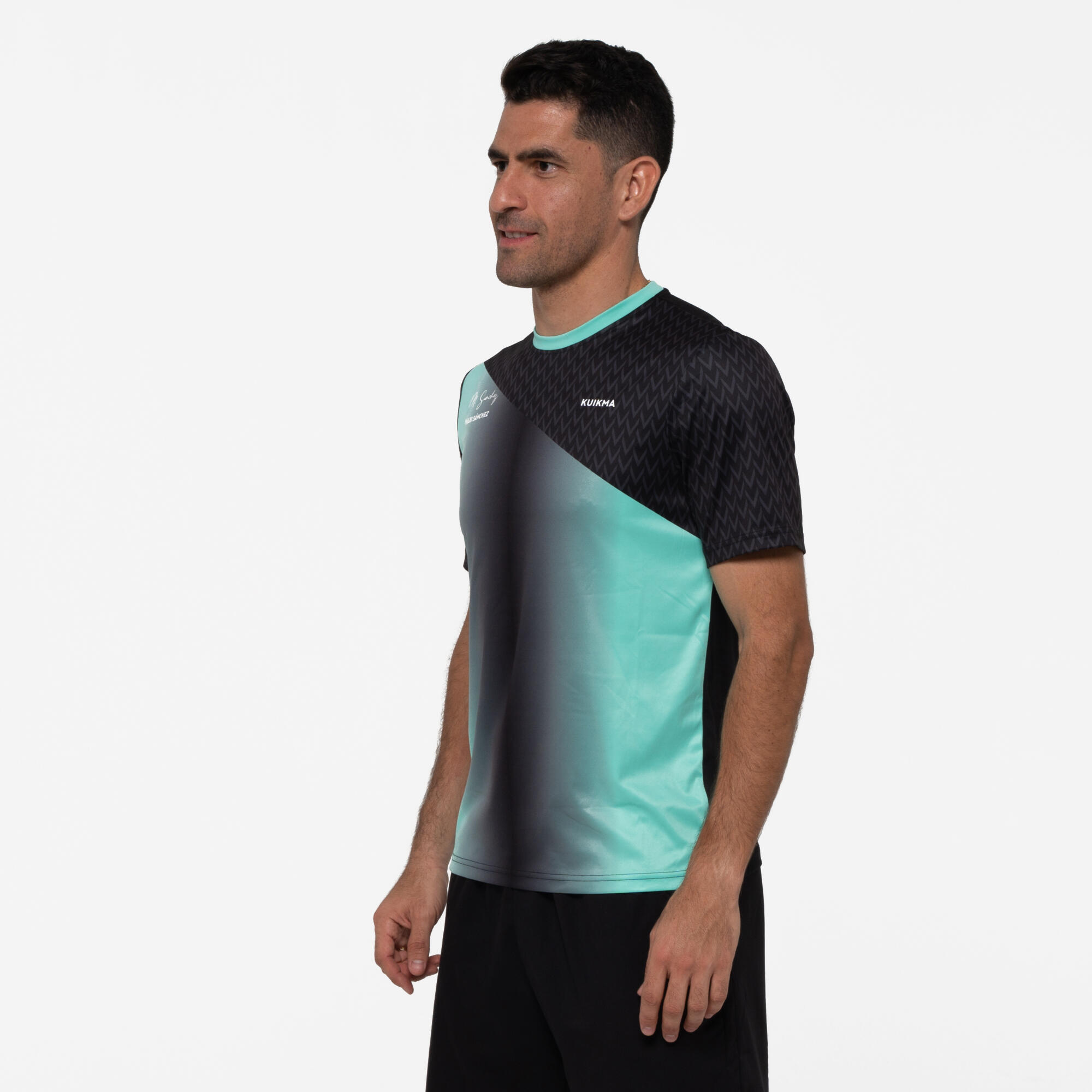 Men's Breathable Short-Sleeved Padel T-Shirt 500 Maxi Sánchez - Green/Black 2/9