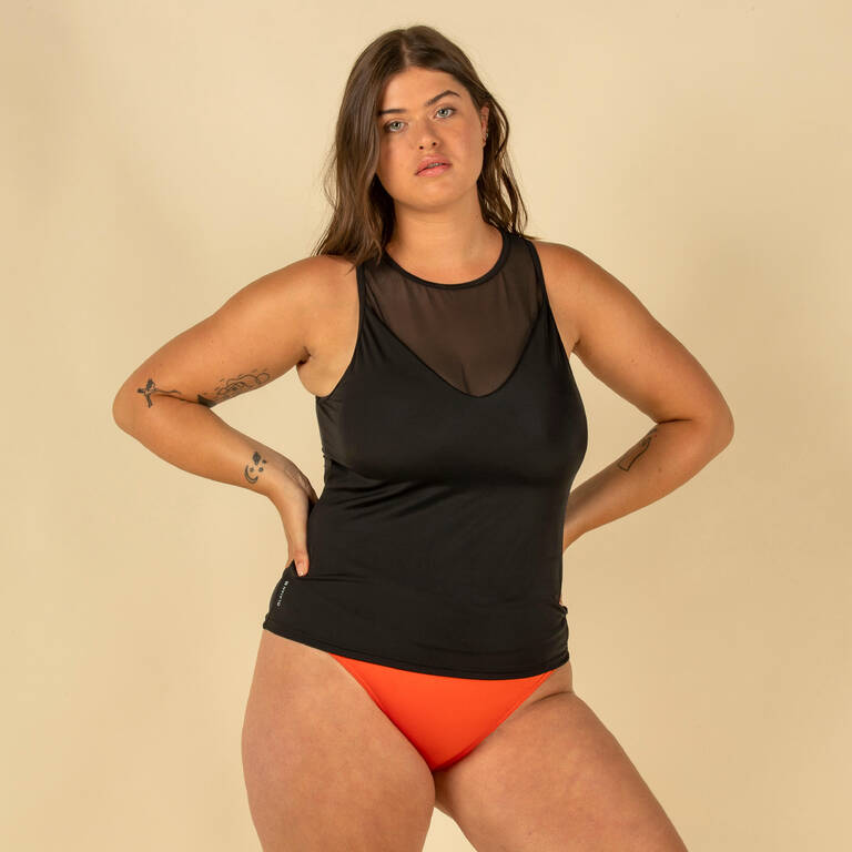 SWIMSUIT TOP TANKINI MAI PLAIN BLACK REMOVABLE CUPS