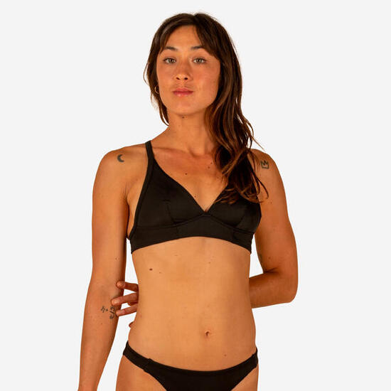 Top bikini Mujer deportivo escote V negro