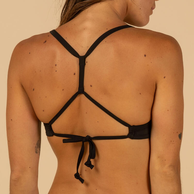 Bikinitop voor surfen Bea dubbele rugverstelling zwart