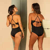 WOMEN'S 1-PIECE SURF SWIMSUIT WITH ADJUSTABLE BACK BEA BLACK