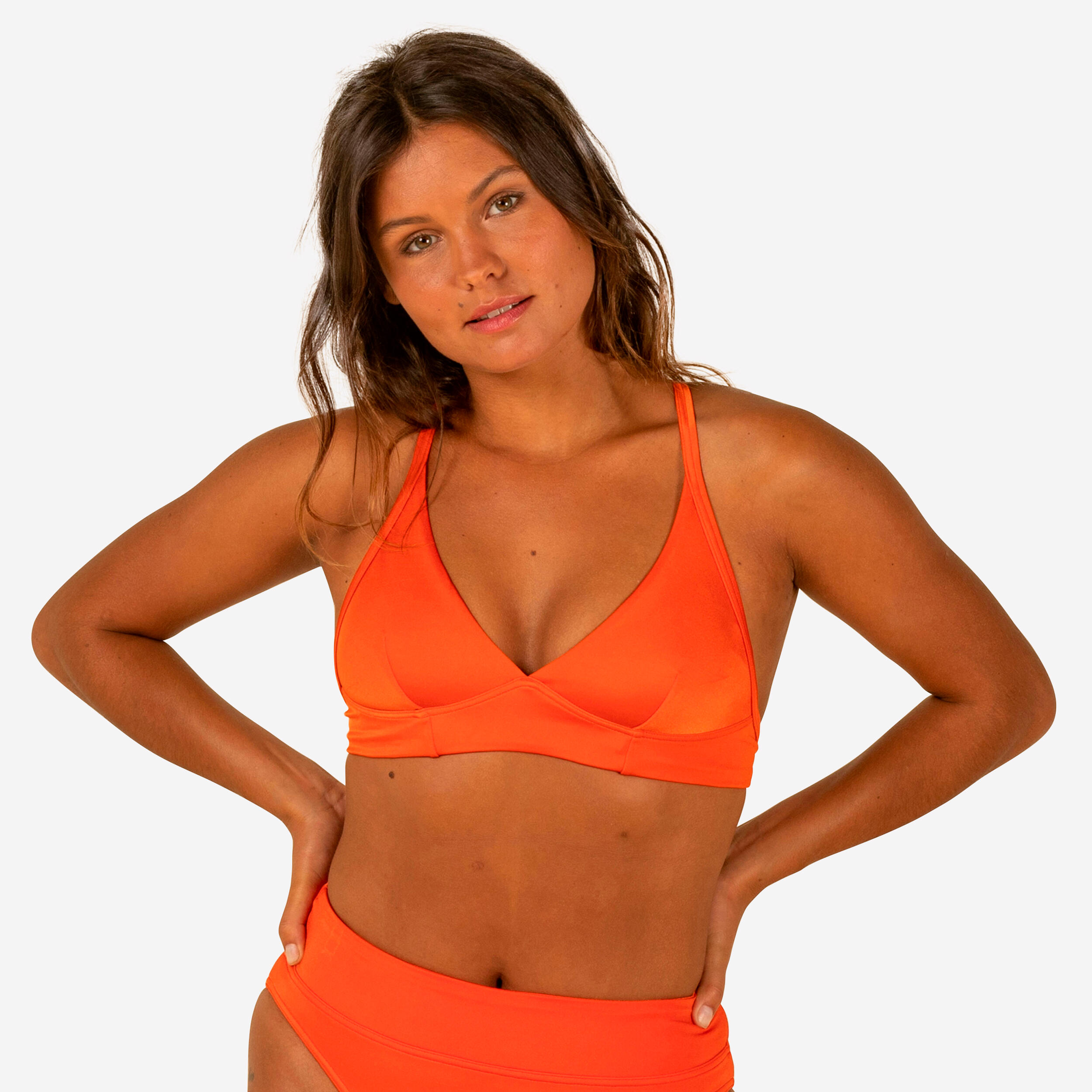 Bikiniöverdel Med Sportbh Och Dubbel Justering I Ryggen Dam Orange