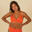 Top bikini Mujer surf deportivo escote V naranja