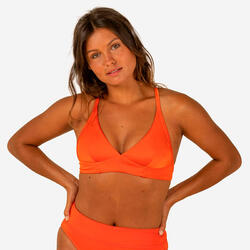 Top bikini Mujer surf deportivo escote V naranja