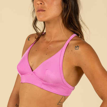 WOMEN'S BIKINI TOP WITH DOUBLE-ADJUSTABLE BACK BEA MAUVE