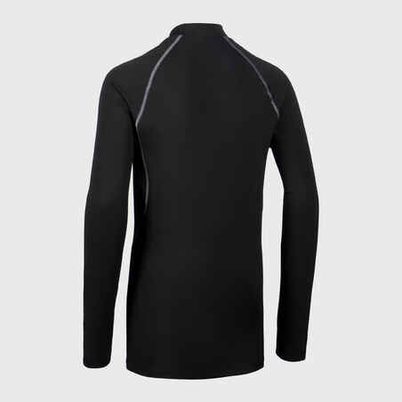 Kids' Long-Sleeved Rugby Base Layer Top R500 - Black