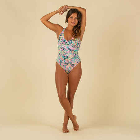 SURFING ONE-PIECE SWIMSUIT AGATHA PUNKY PINK WITH DOUBLE BACK ADJUSTMENT